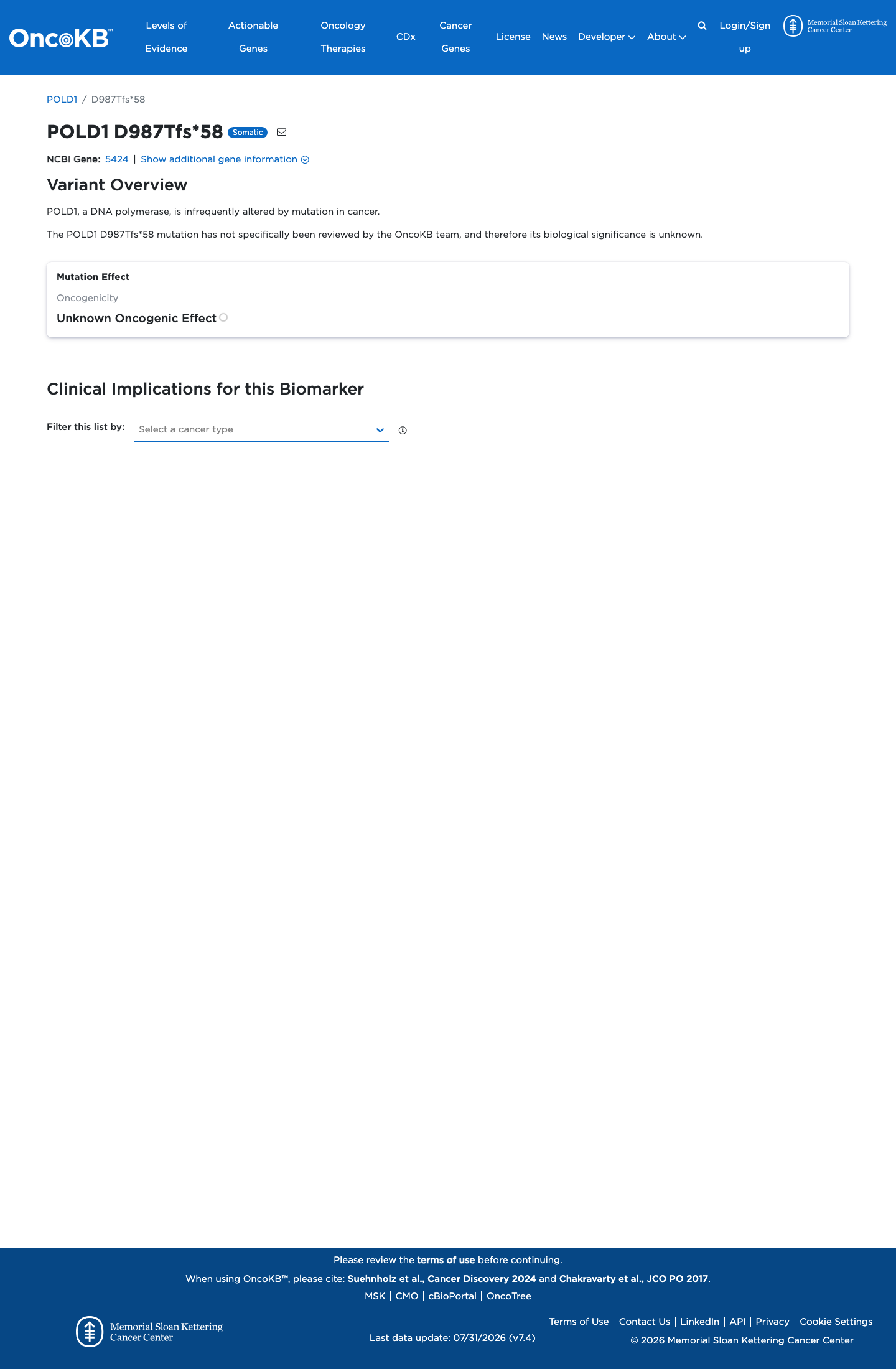 Functional / OncoKB screenshot