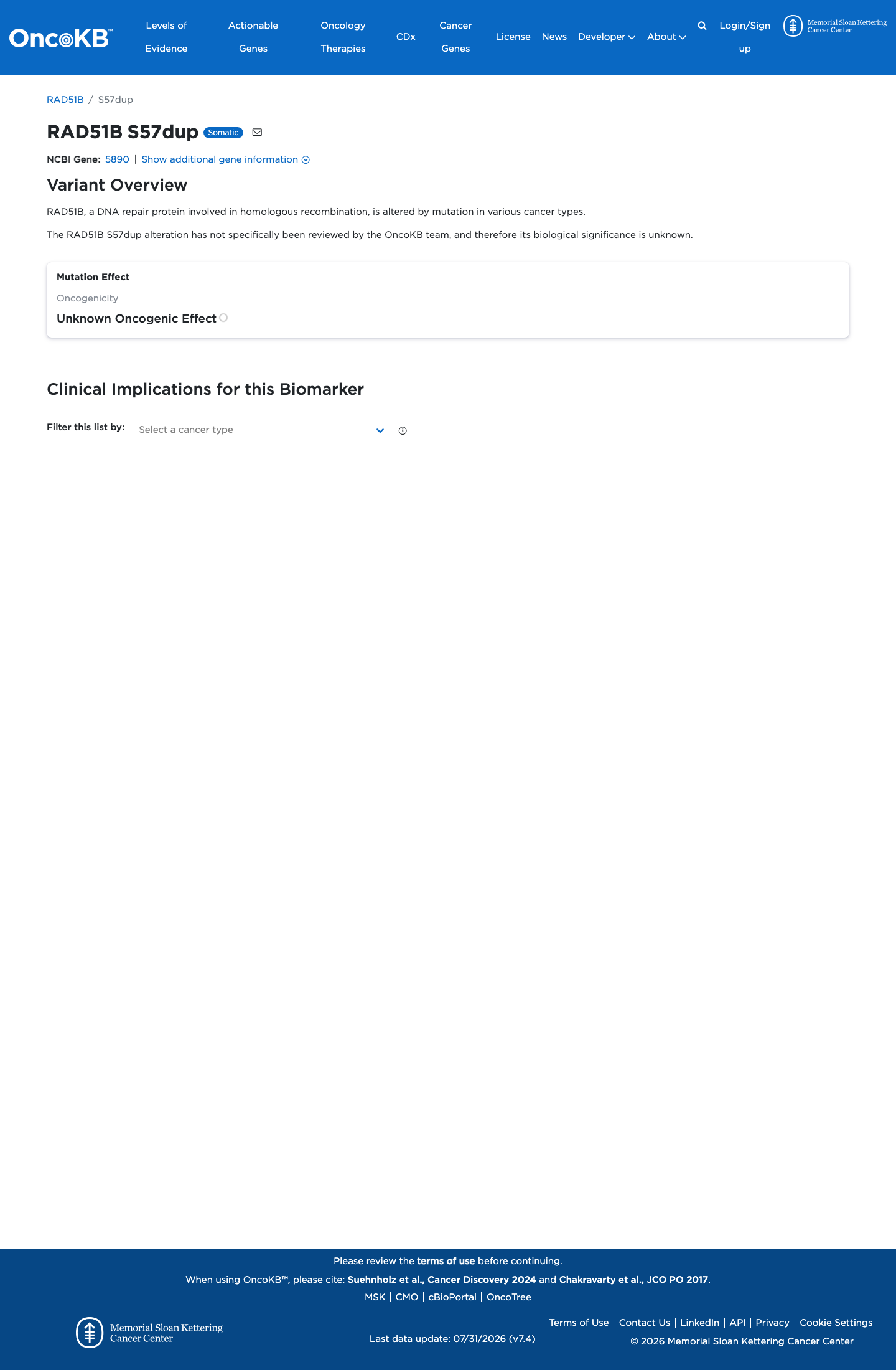 Functional / OncoKB screenshot