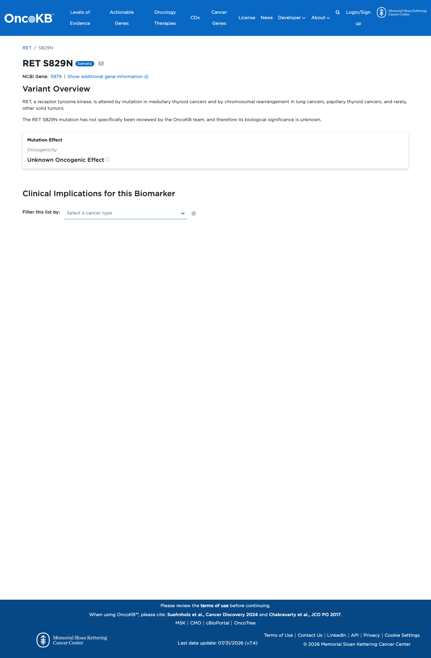 Functional / OncoKB screenshot