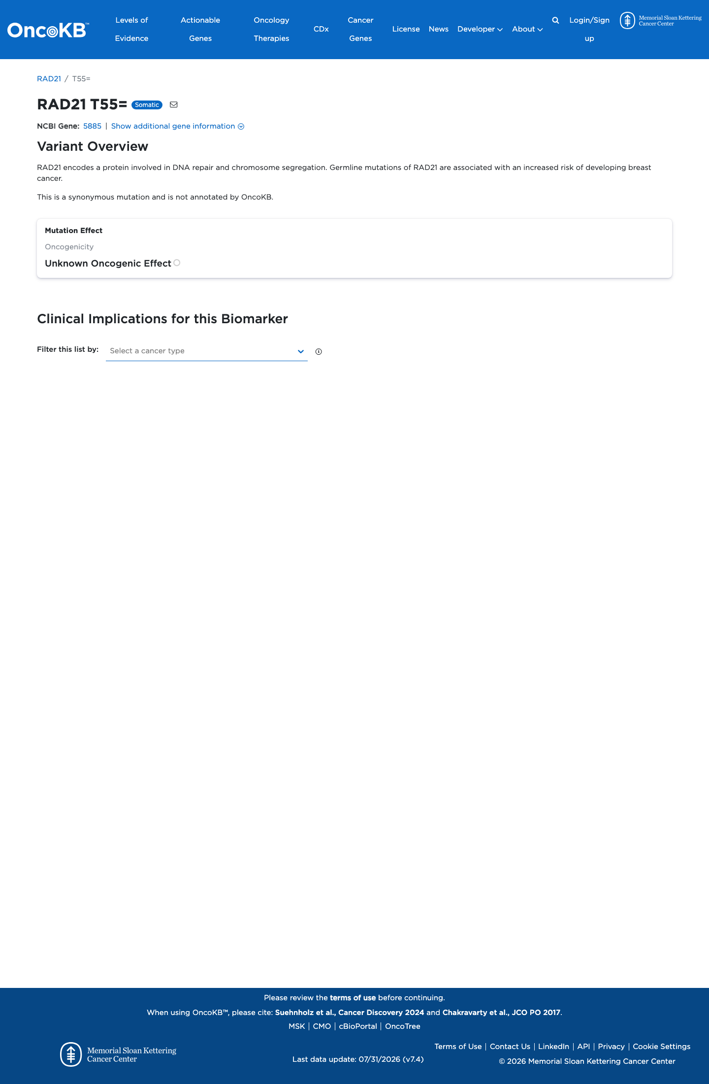 Functional / OncoKB screenshot