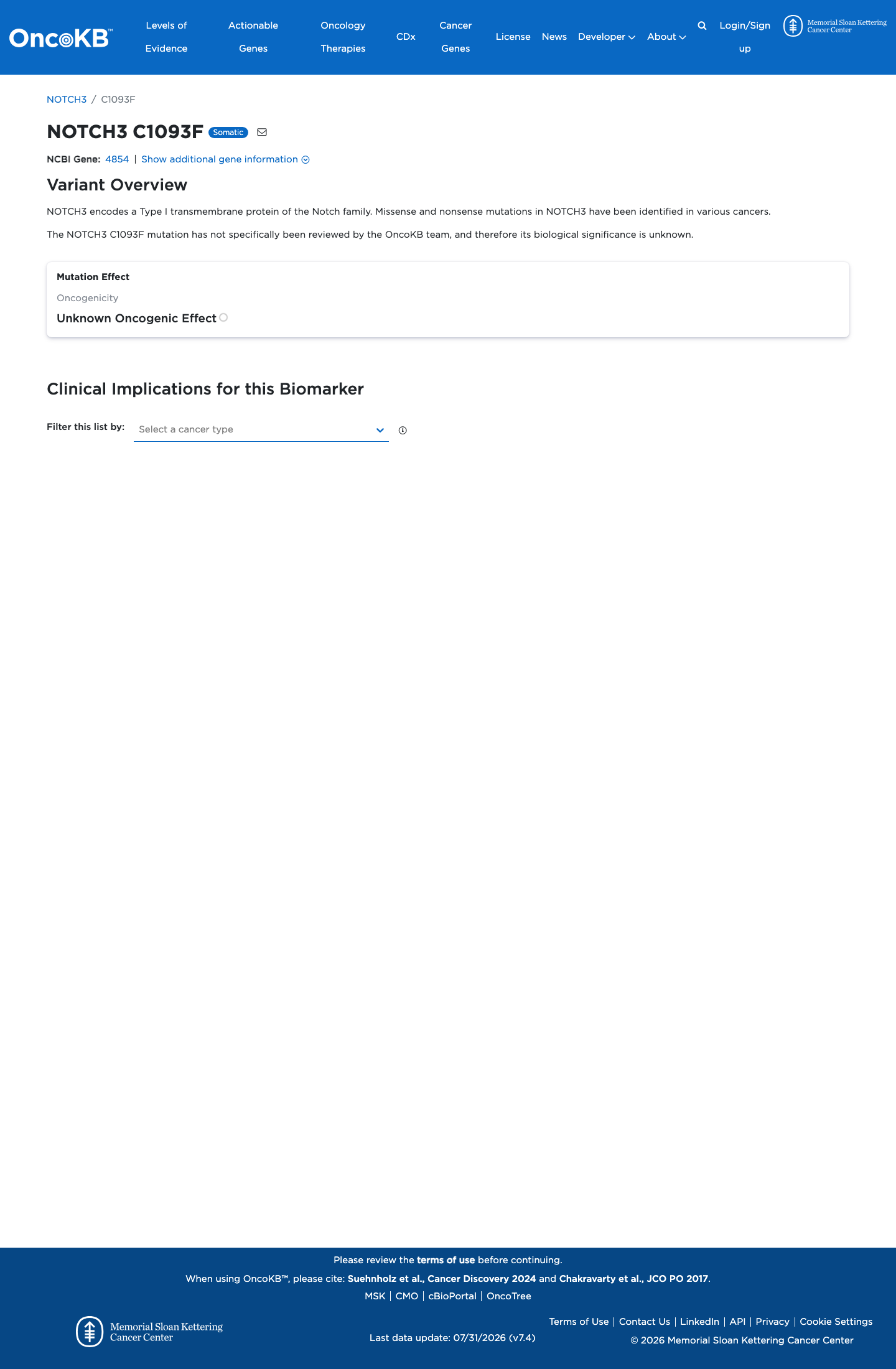 Functional / OncoKB screenshot