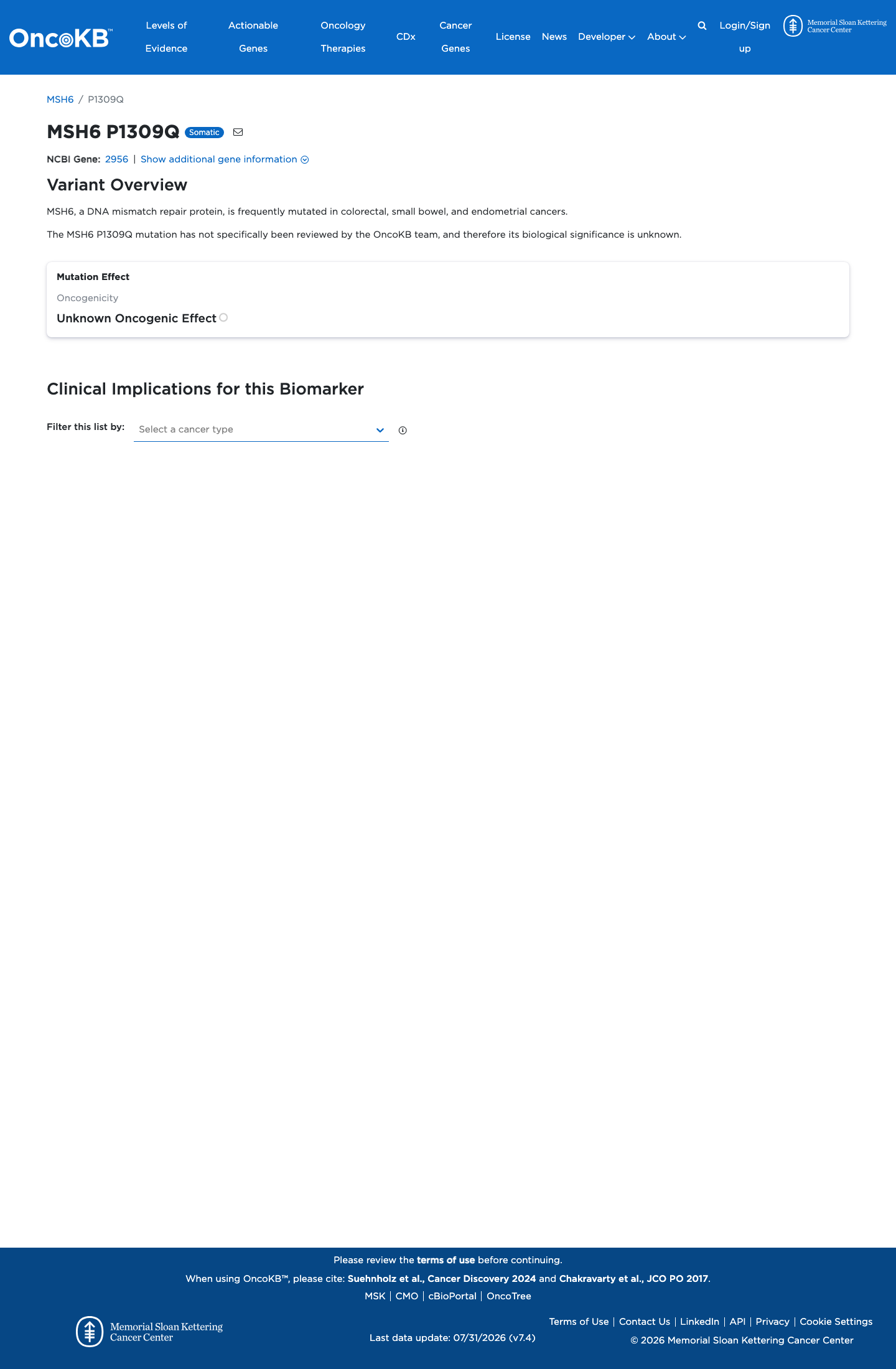 Functional / OncoKB screenshot