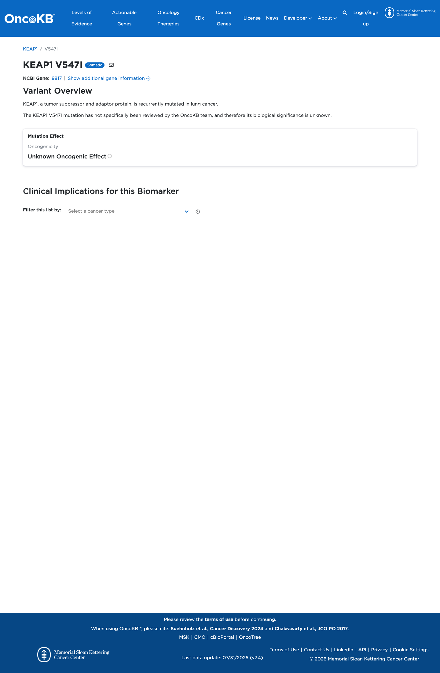 Functional / OncoKB screenshot