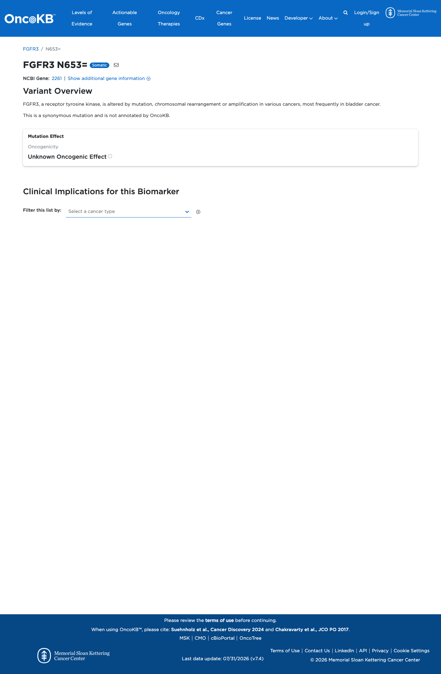 Functional / OncoKB screenshot