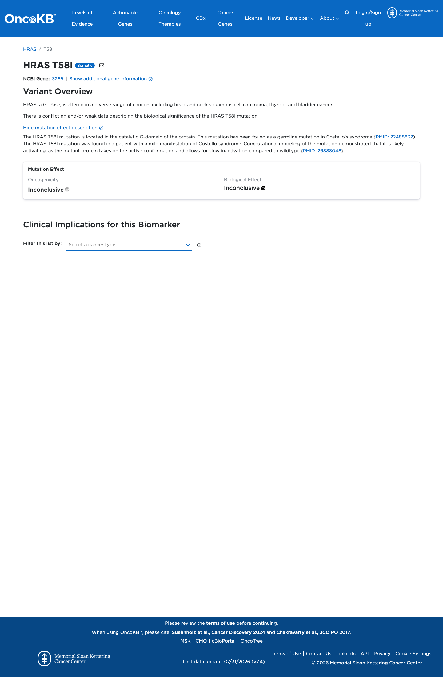 Functional / OncoKB screenshot