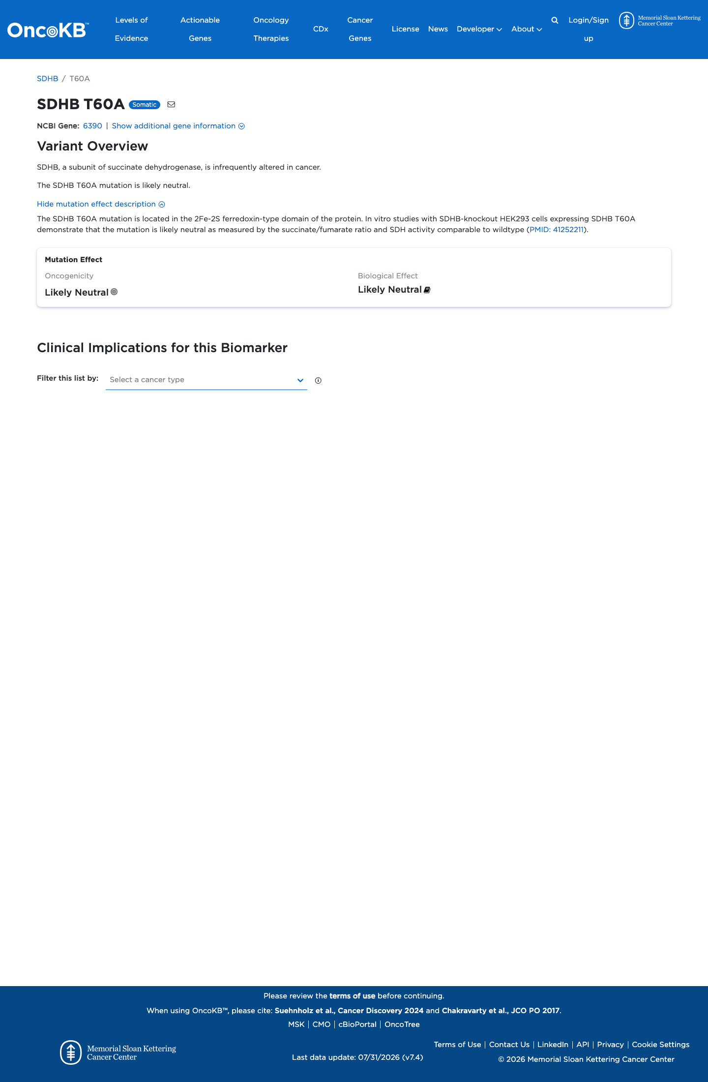 Functional / OncoKB screenshot