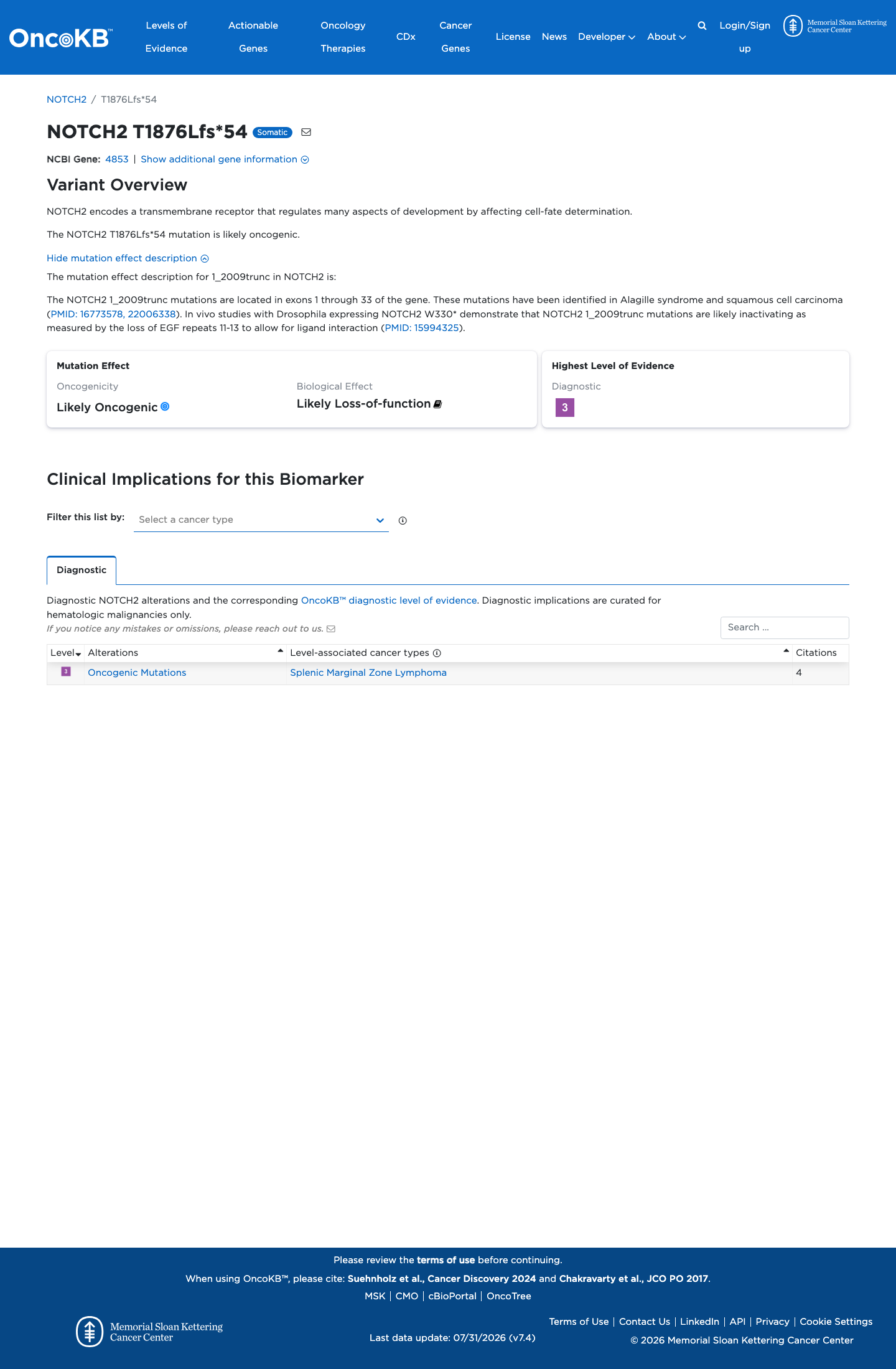 Functional / OncoKB screenshot
