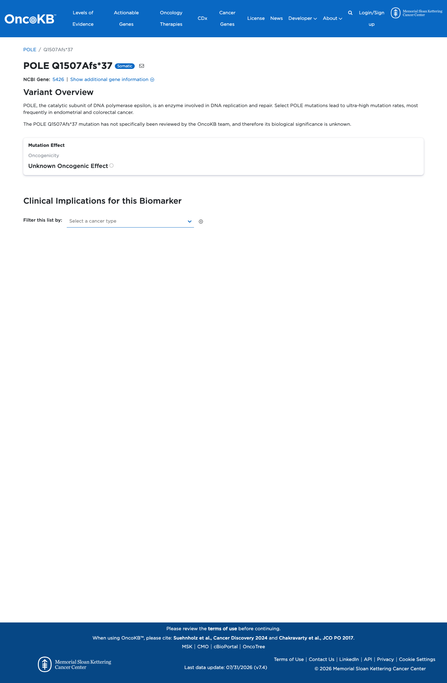 Functional / OncoKB screenshot