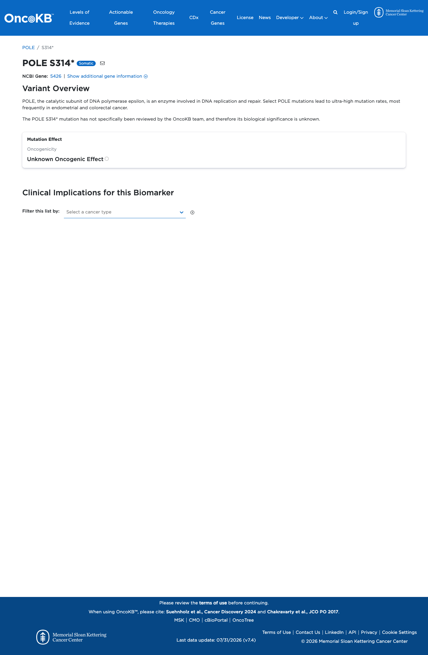 Functional / OncoKB screenshot