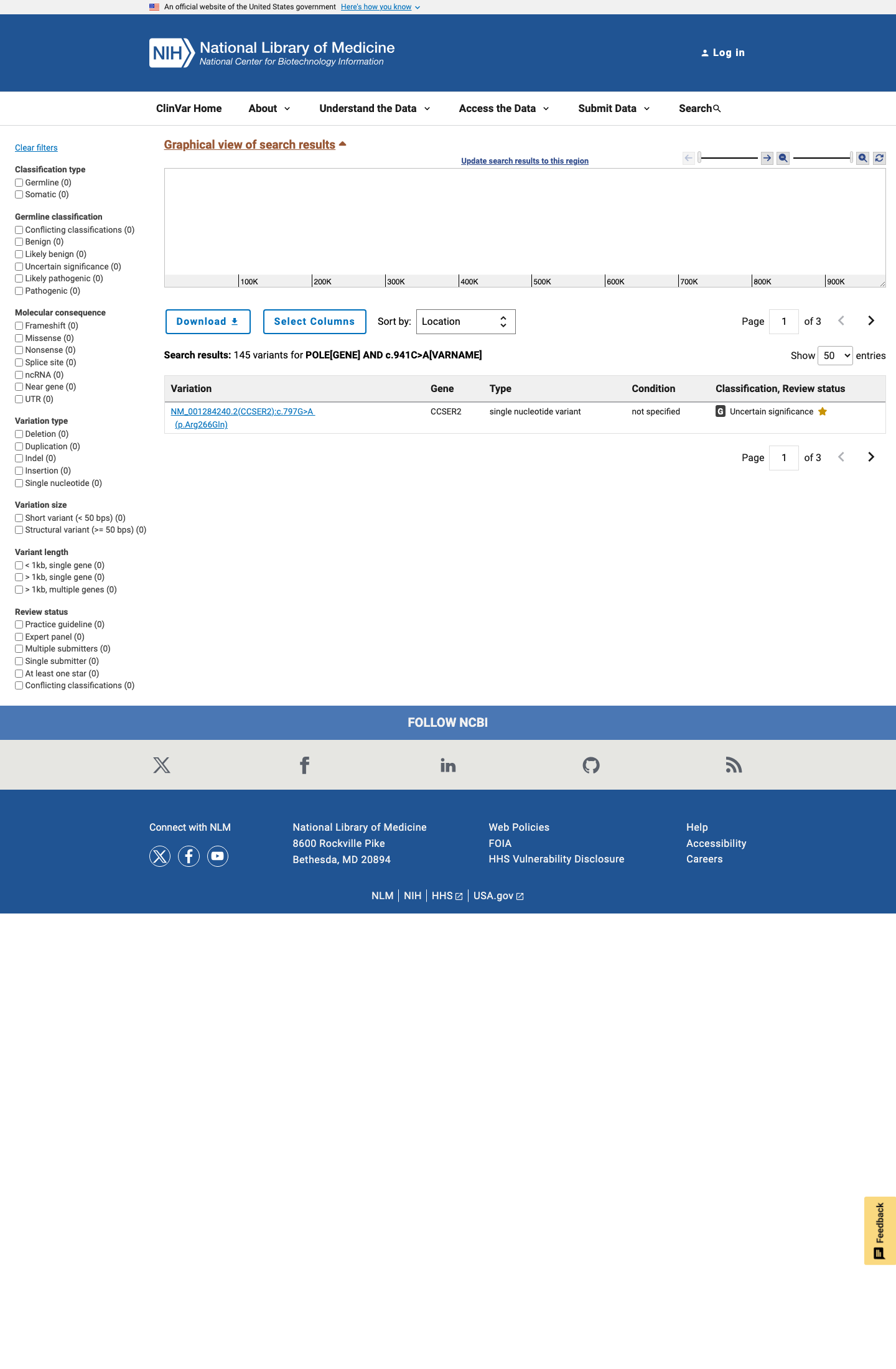 ClinVar screenshot