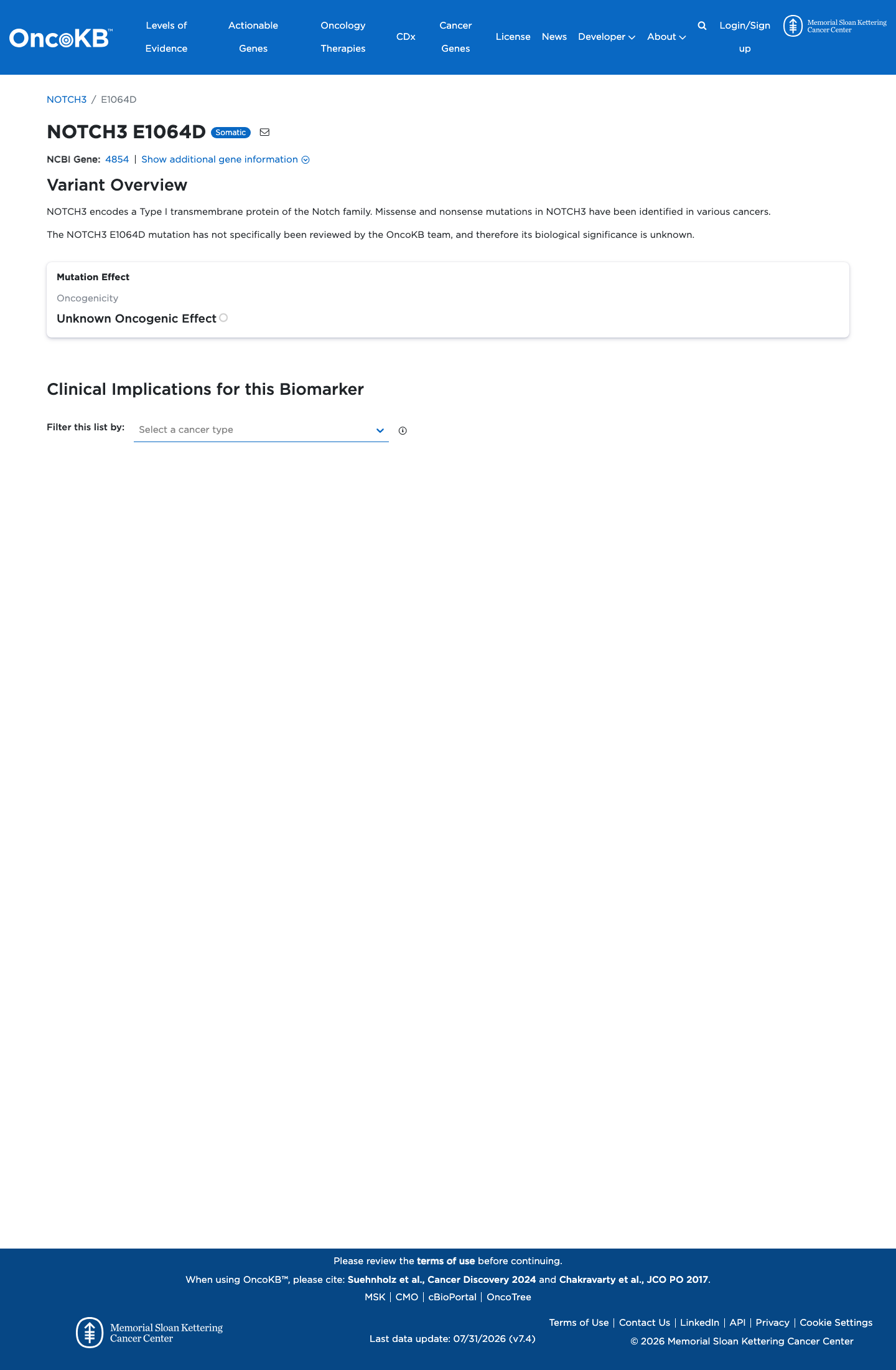 Functional / OncoKB screenshot