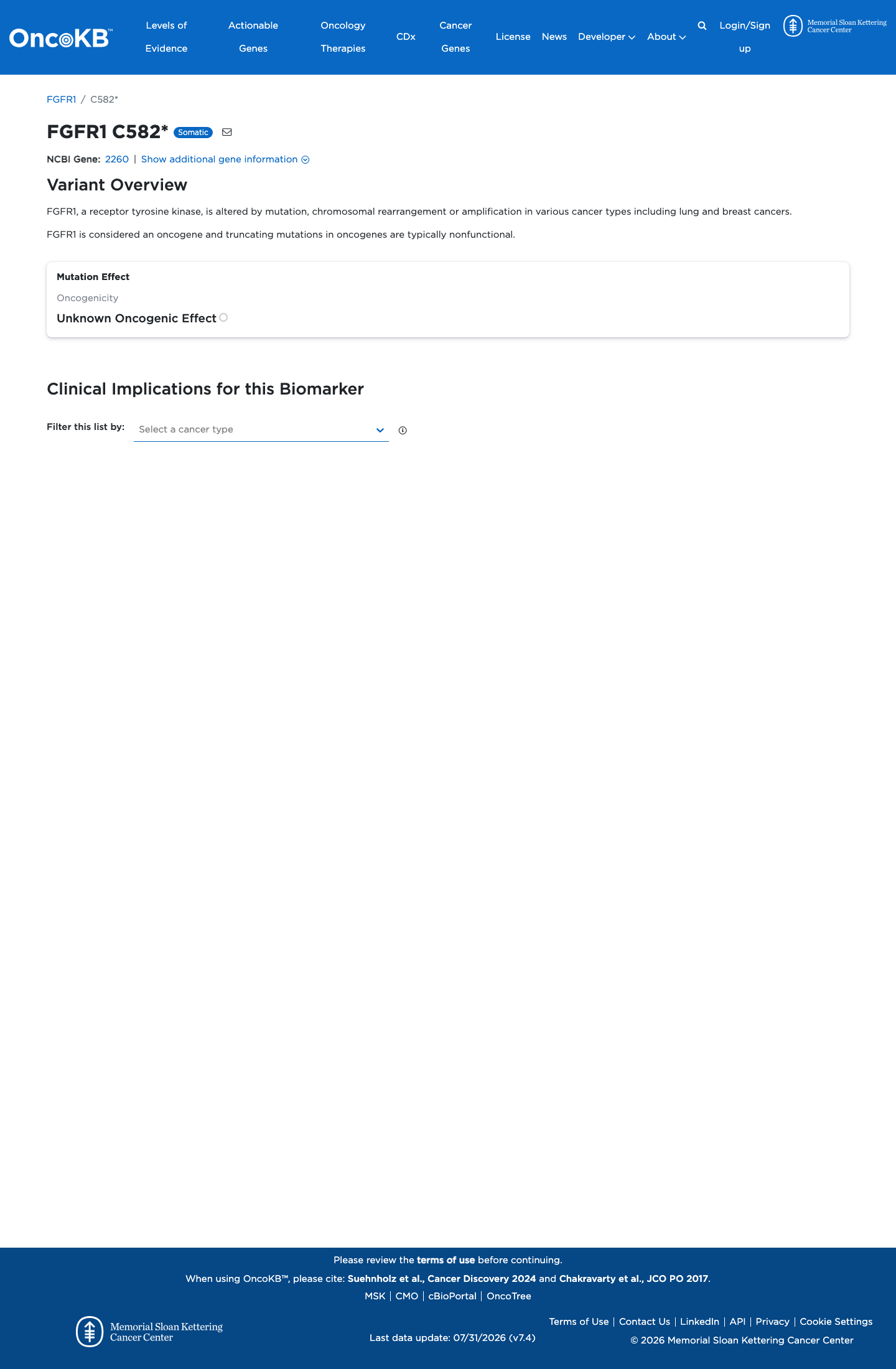 Functional / OncoKB screenshot