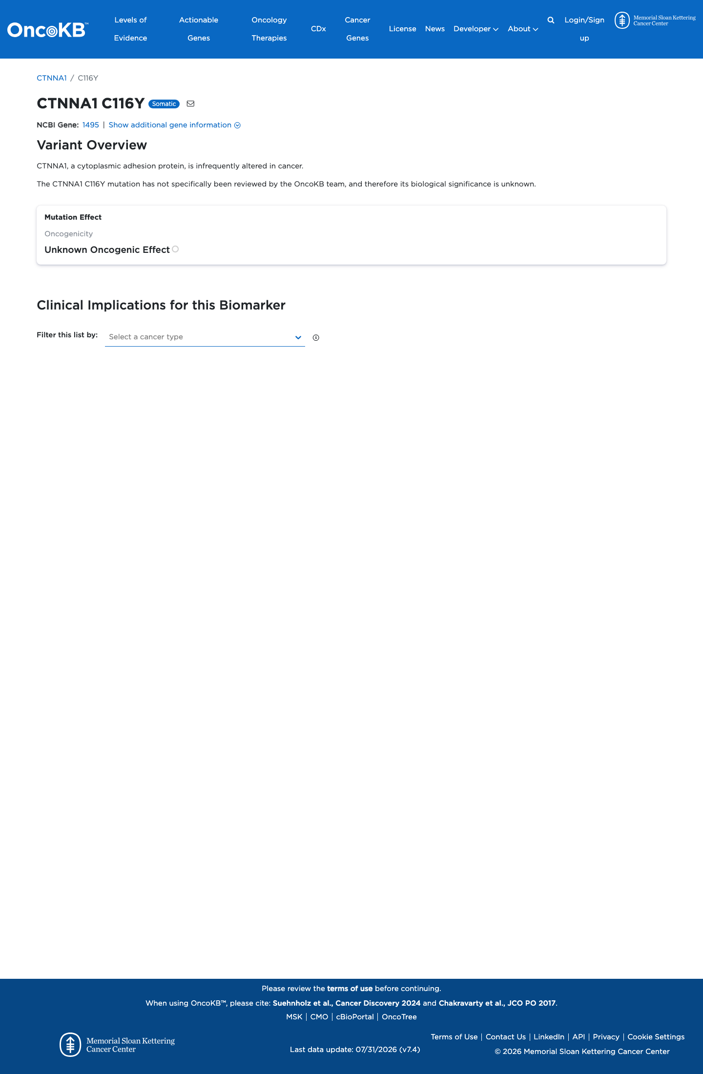Functional / OncoKB screenshot