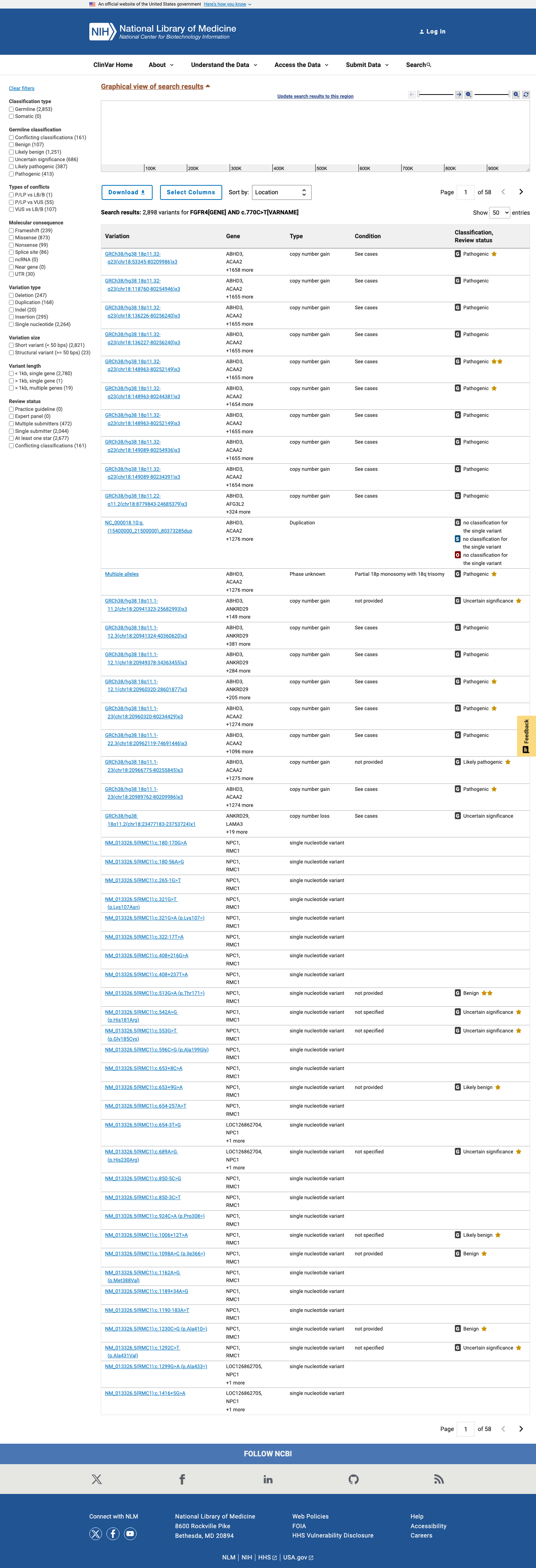 ClinVar screenshot