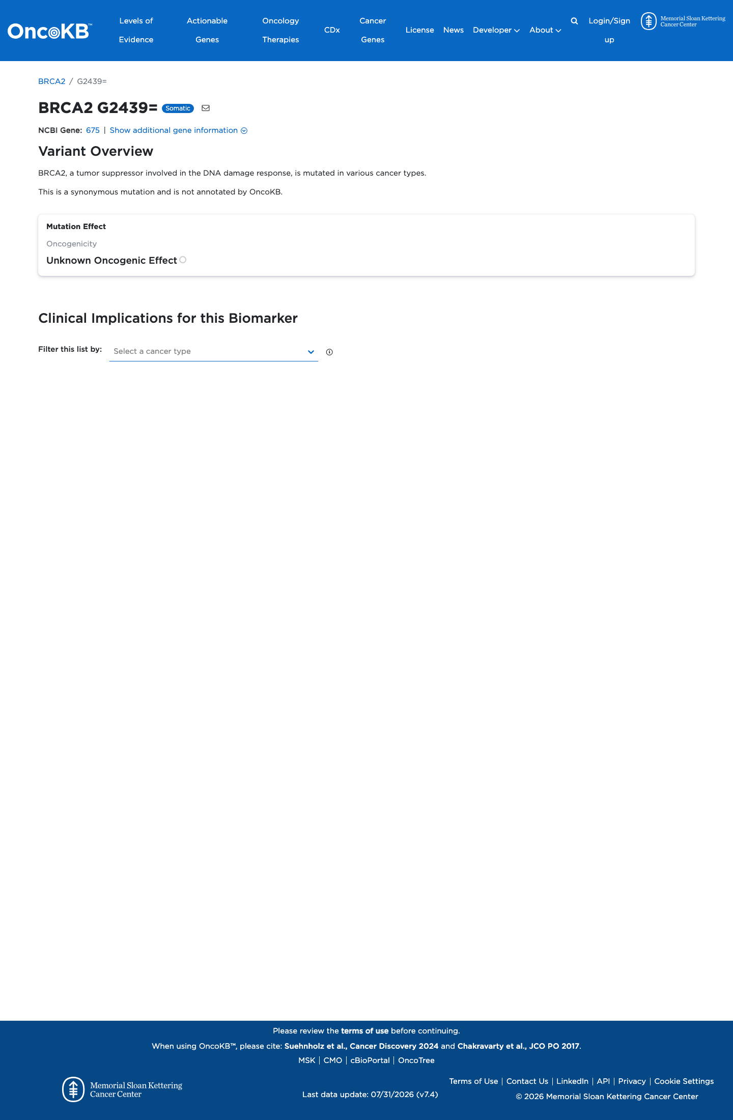 Functional / OncoKB screenshot