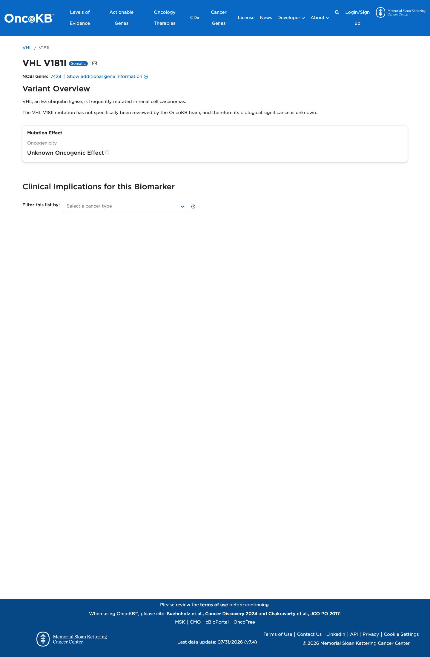 Functional / OncoKB screenshot