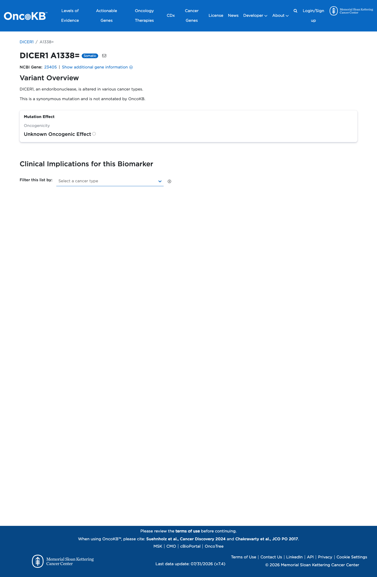 Functional / OncoKB screenshot