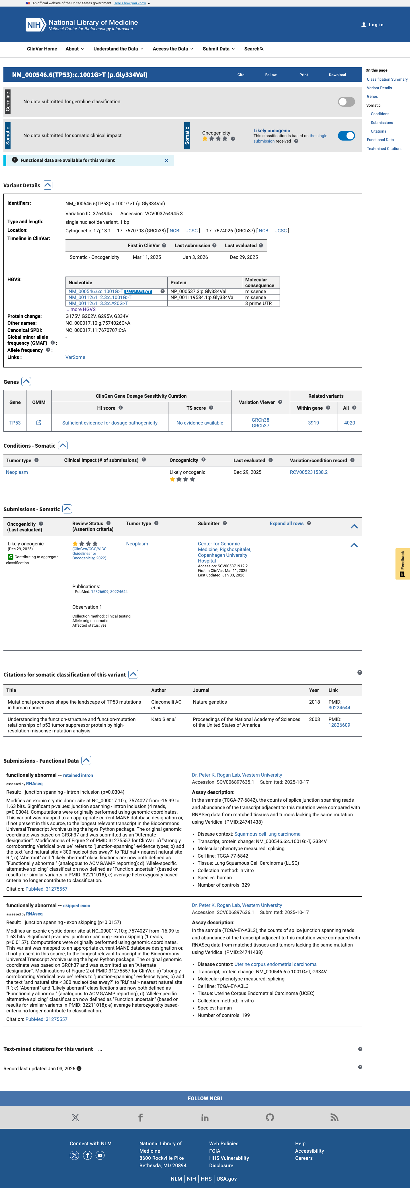 ClinVar screenshot