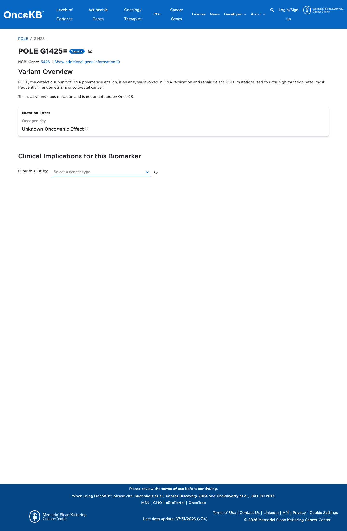 Functional / OncoKB screenshot