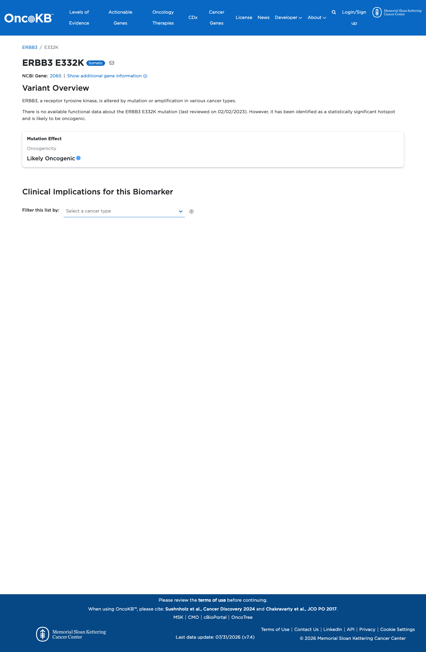 Functional / OncoKB screenshot