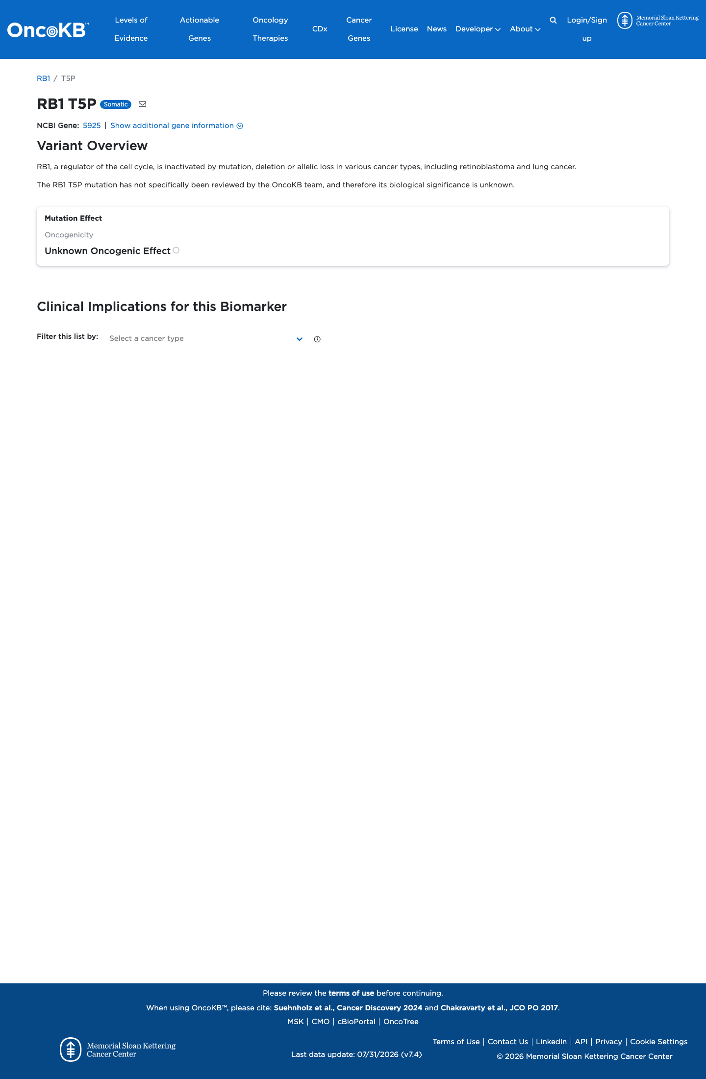 Functional / OncoKB screenshot