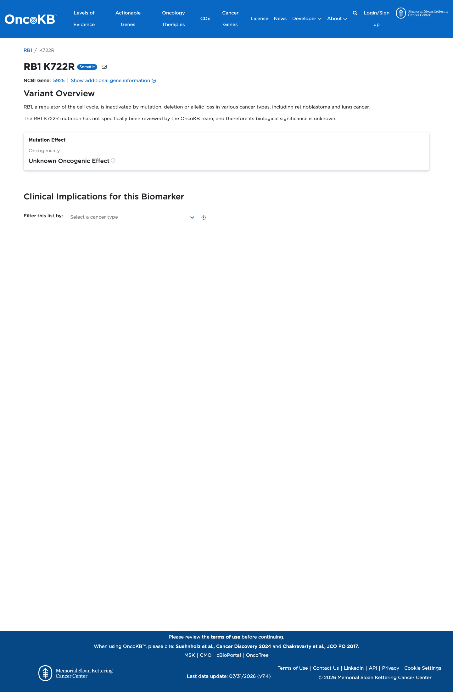 Functional / OncoKB screenshot