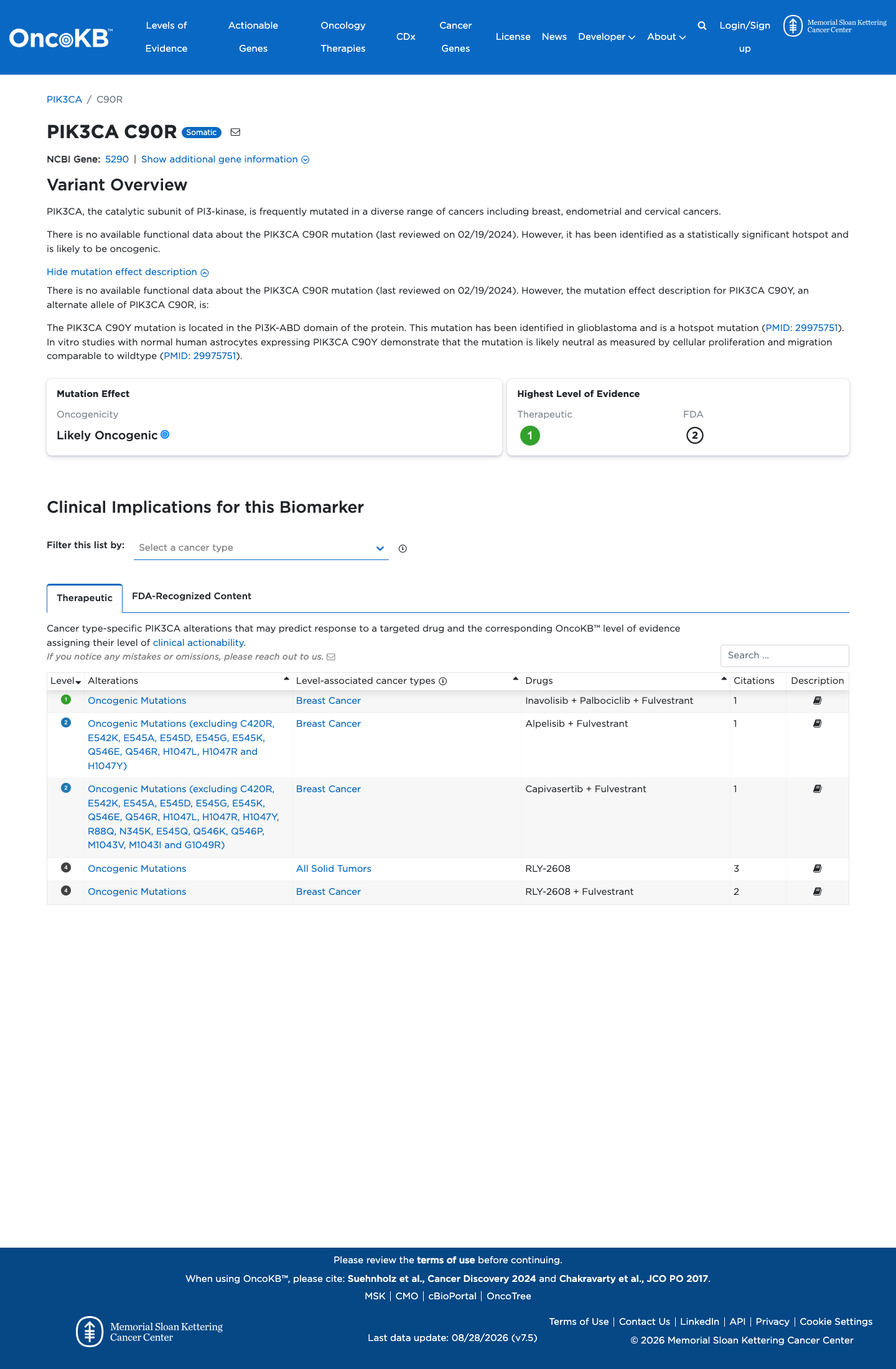 Functional / OncoKB screenshot