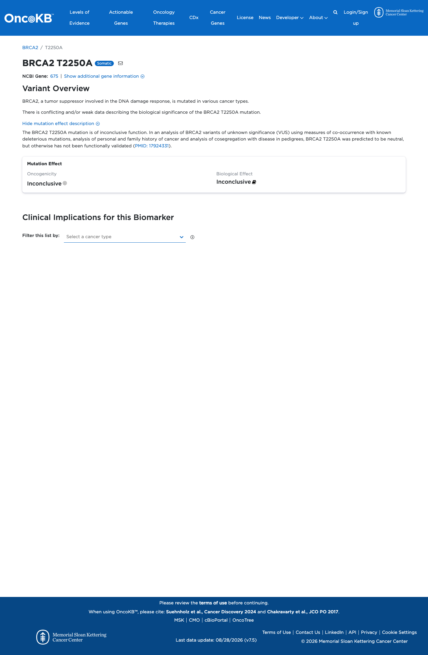 Functional / OncoKB screenshot