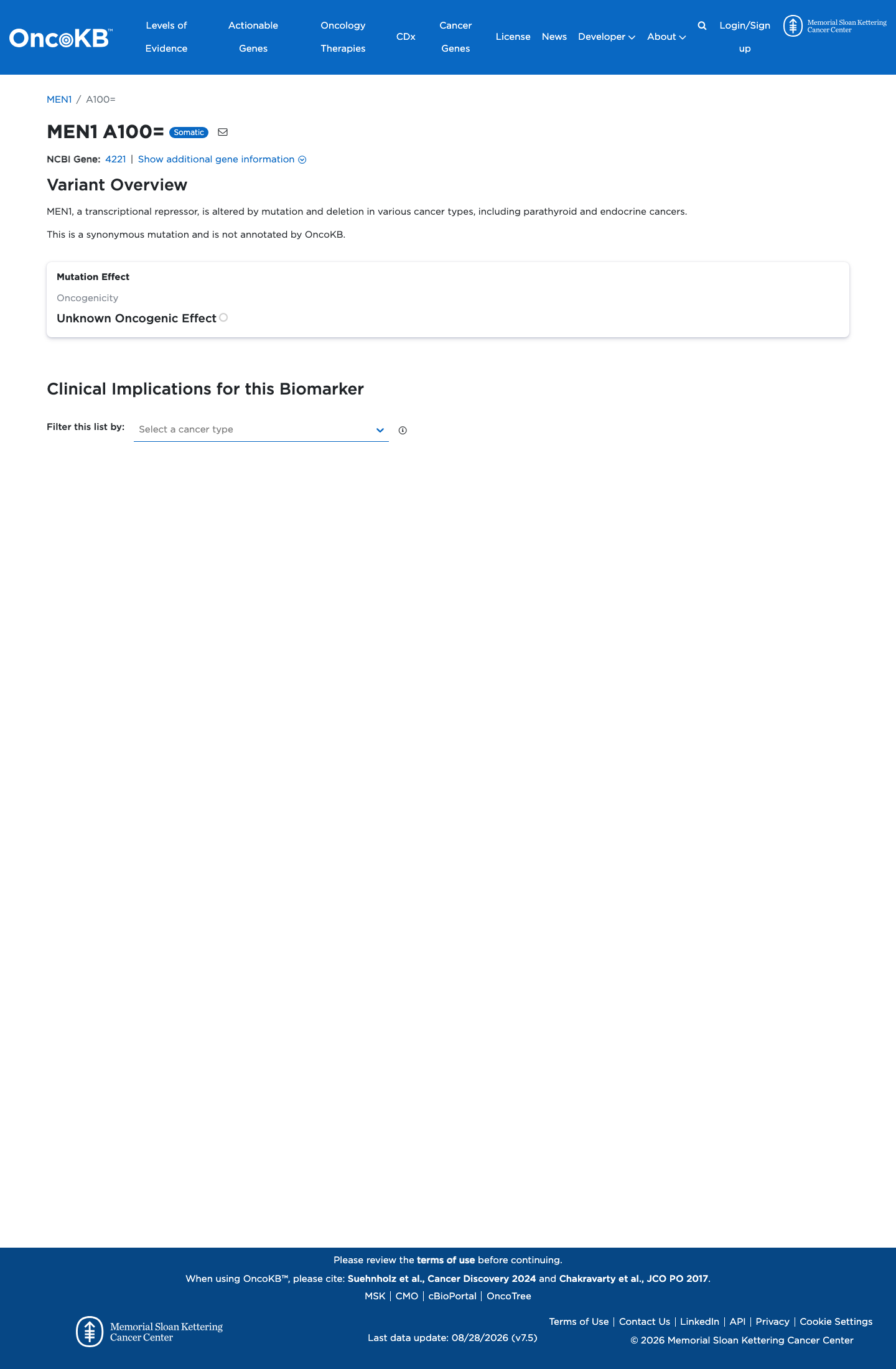 Functional / OncoKB screenshot