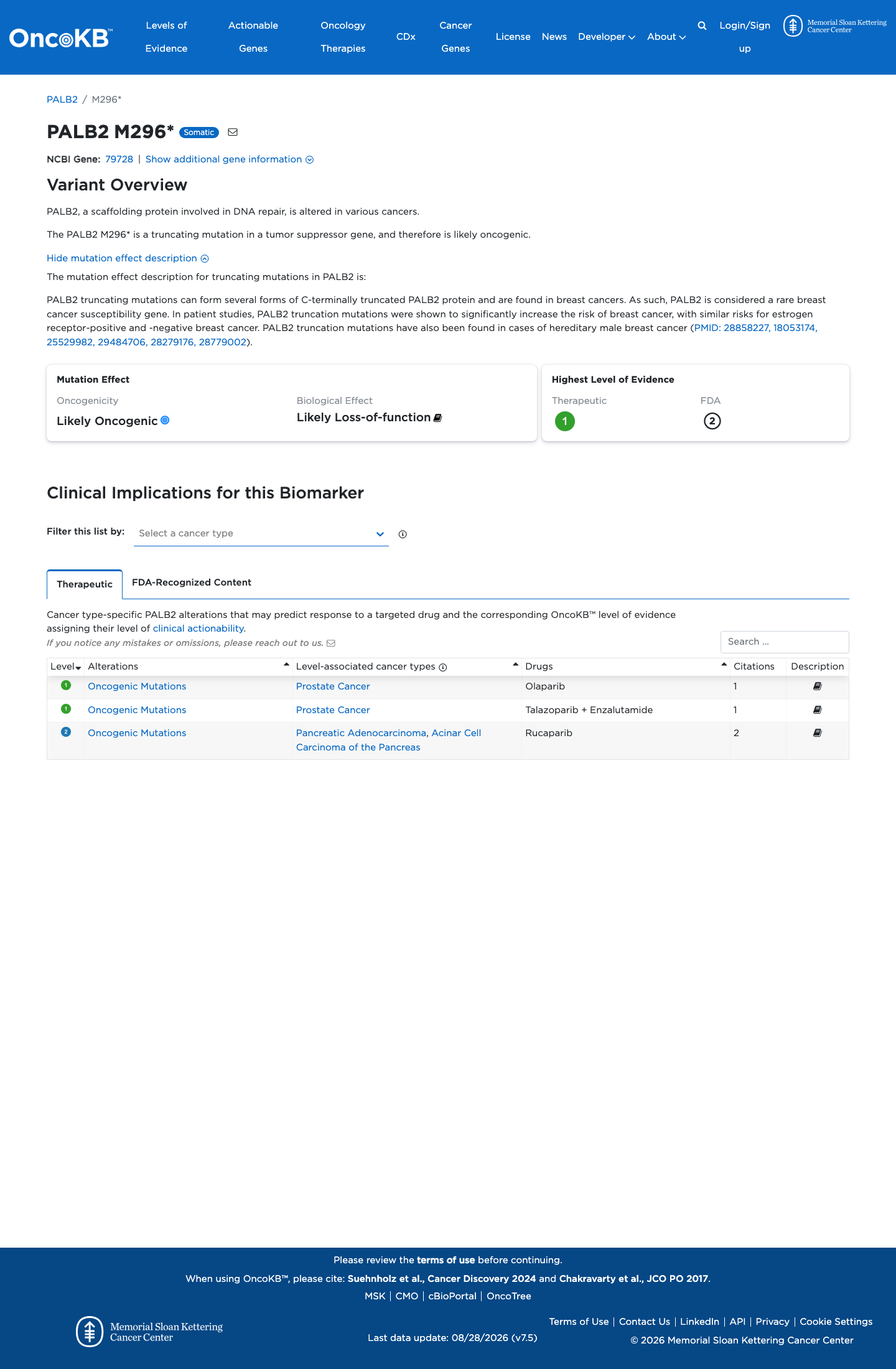 Functional / OncoKB screenshot
