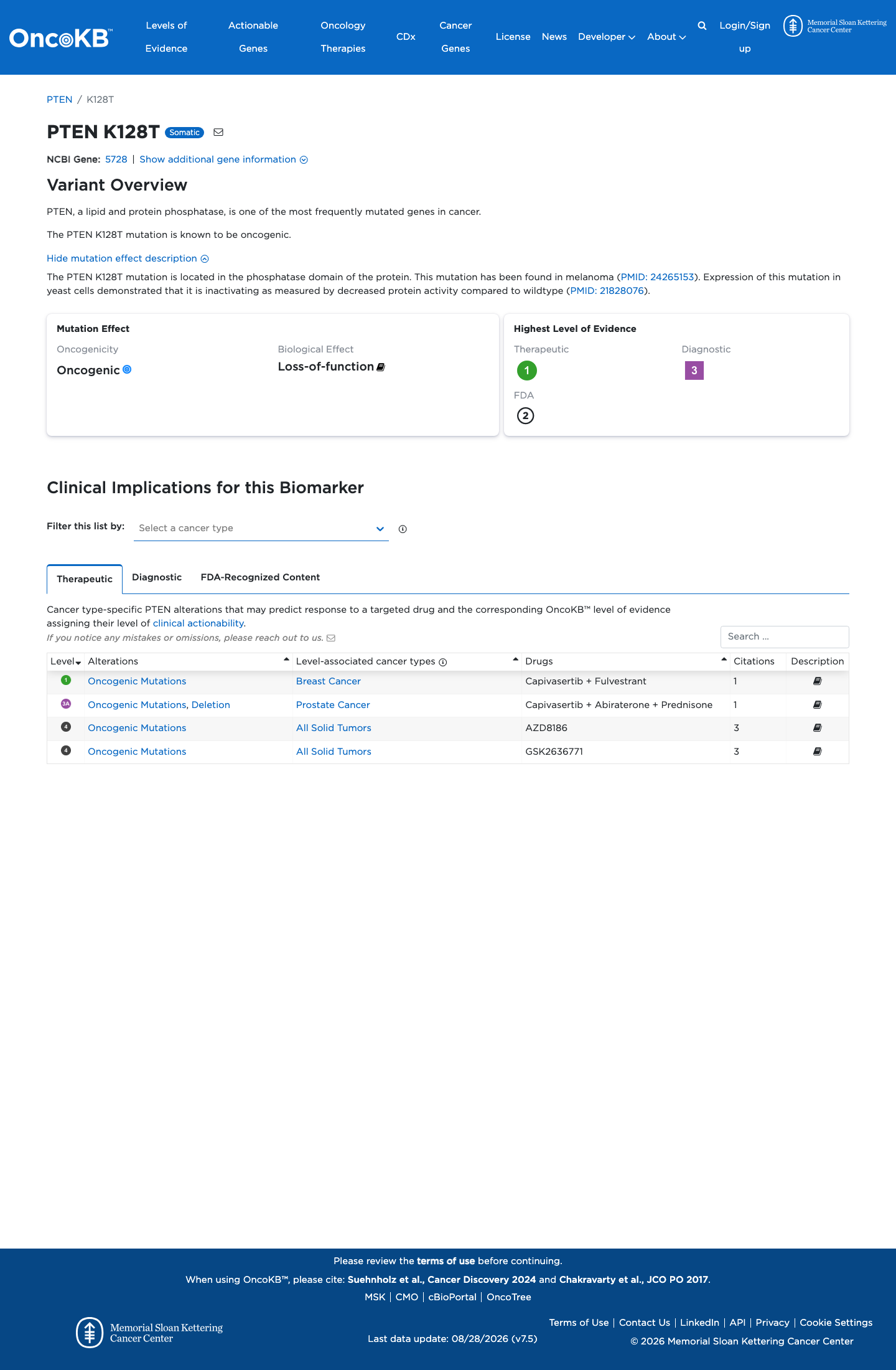 Functional / OncoKB screenshot