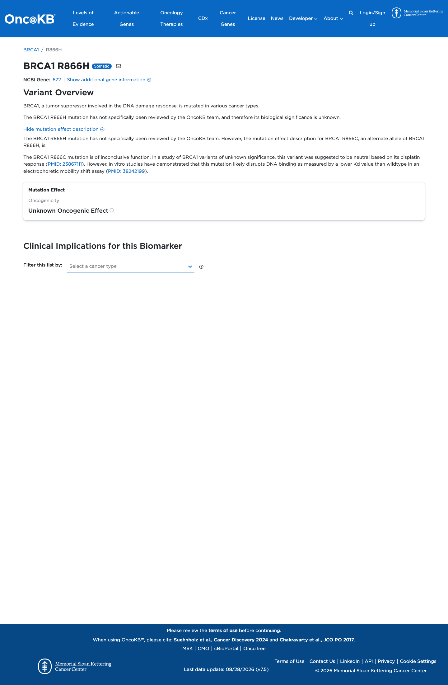 Functional / OncoKB screenshot