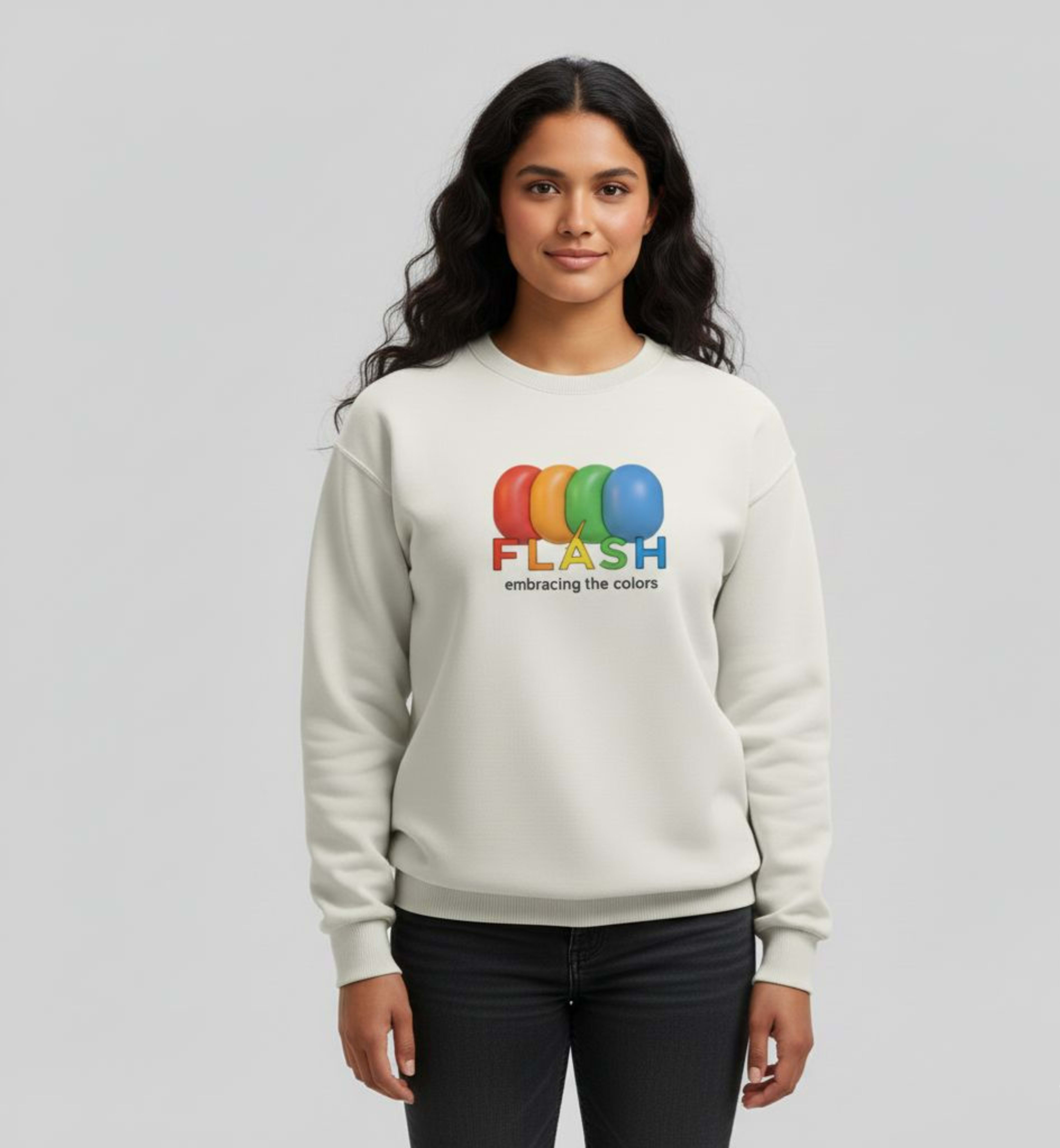 FLASH 'Embrace' Pride Crewneck Sweatshirt – Off-White view 2