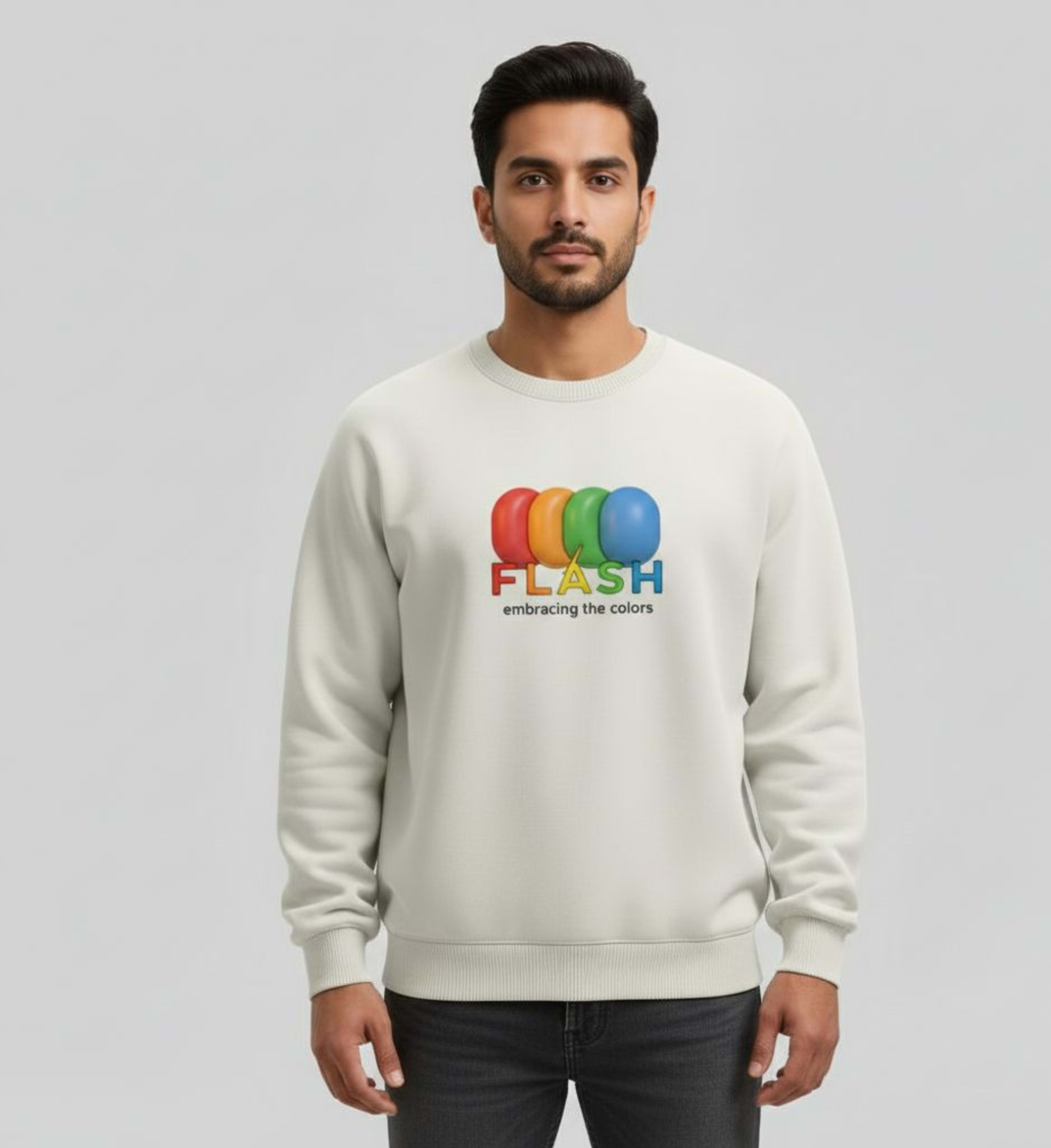 FLASH 'Embrace' Pride Crewneck Sweatshirt – Off-White view 3
