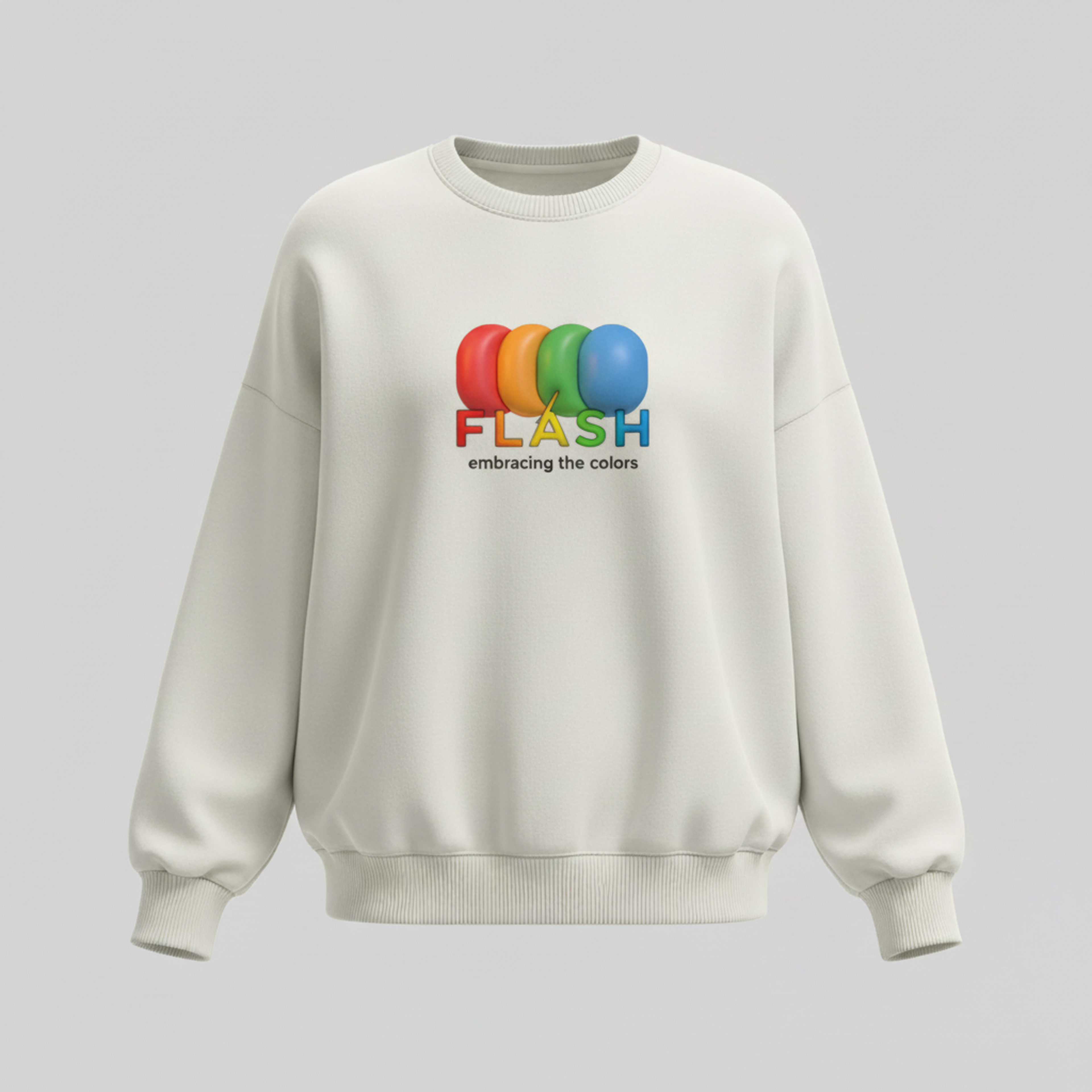 FLASH 'Embrace' Pride Crewneck Sweatshirt – Off-White - 1