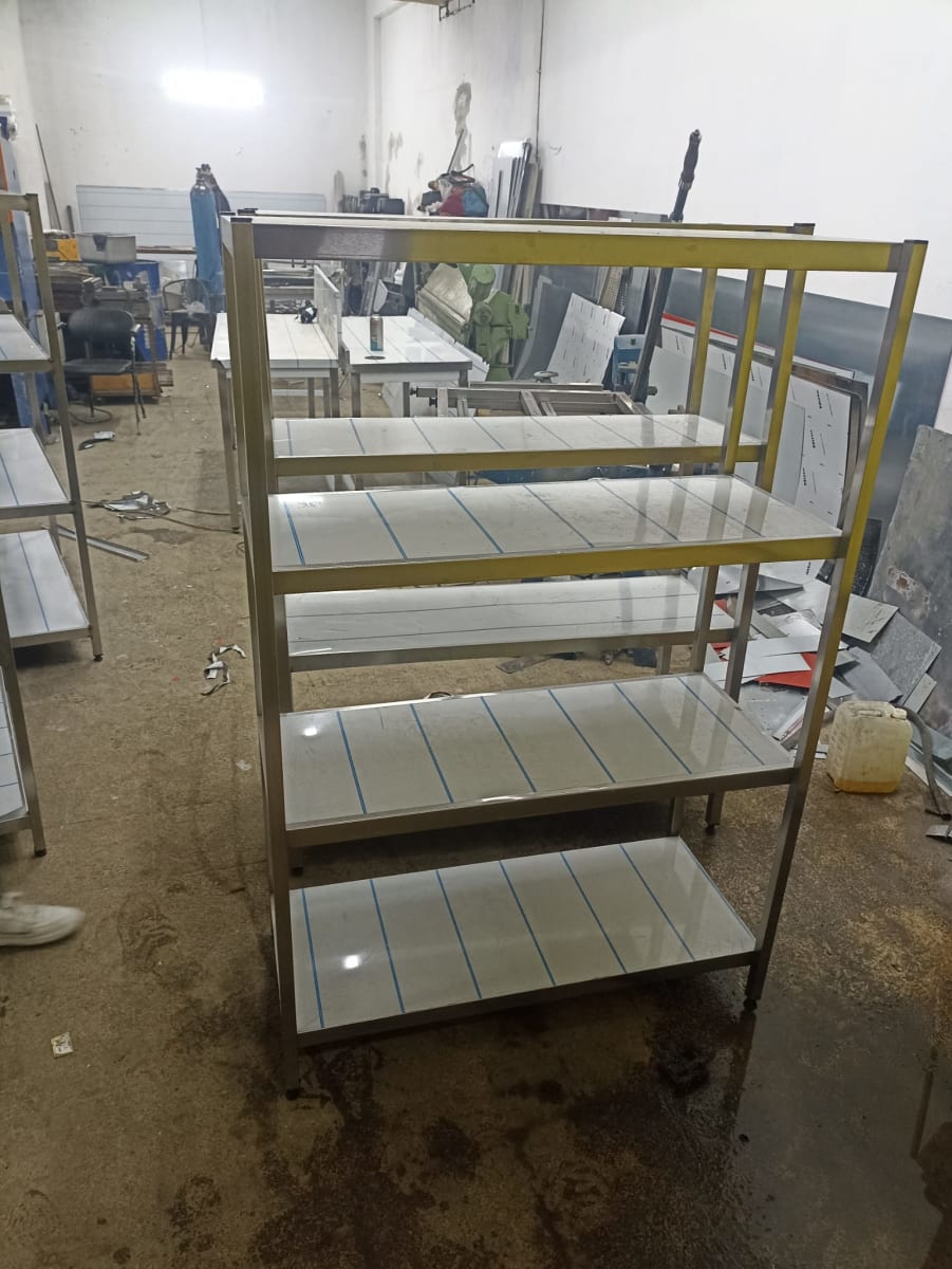 4 Katlı Paslanmaz İstif Rafı