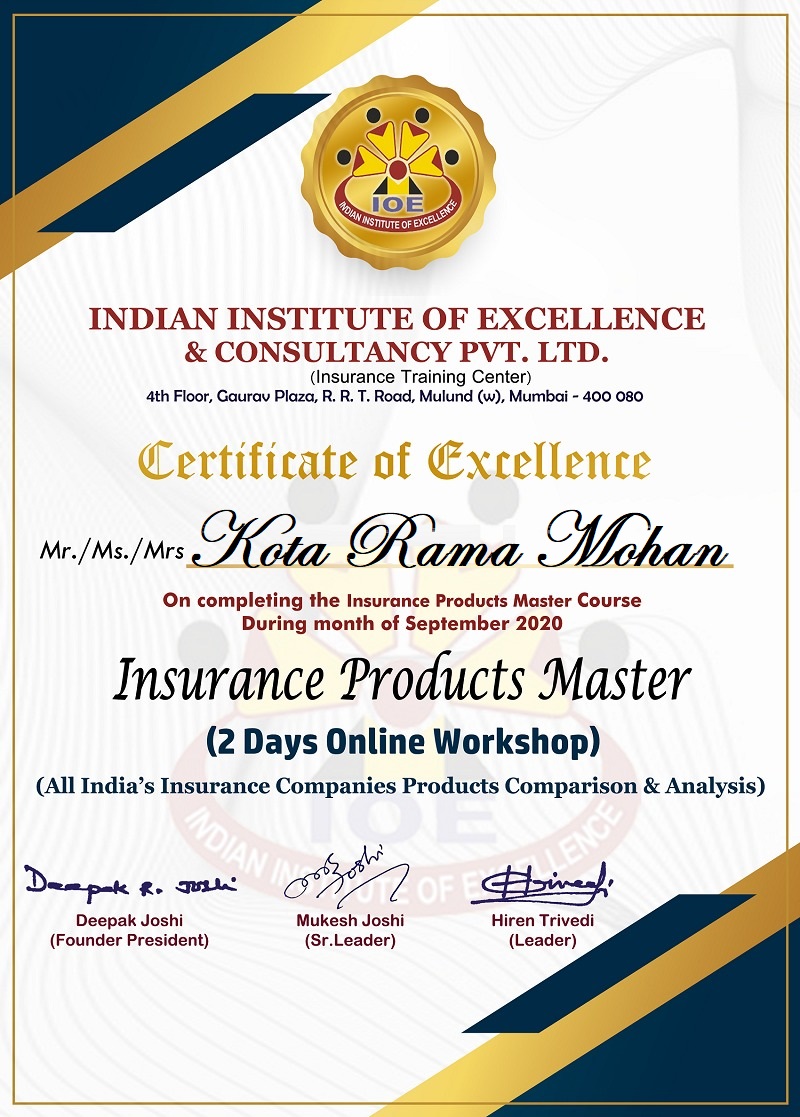 Insurance Products Master Certificate