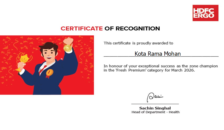 Zone Champion Certificate - Mar 2026
