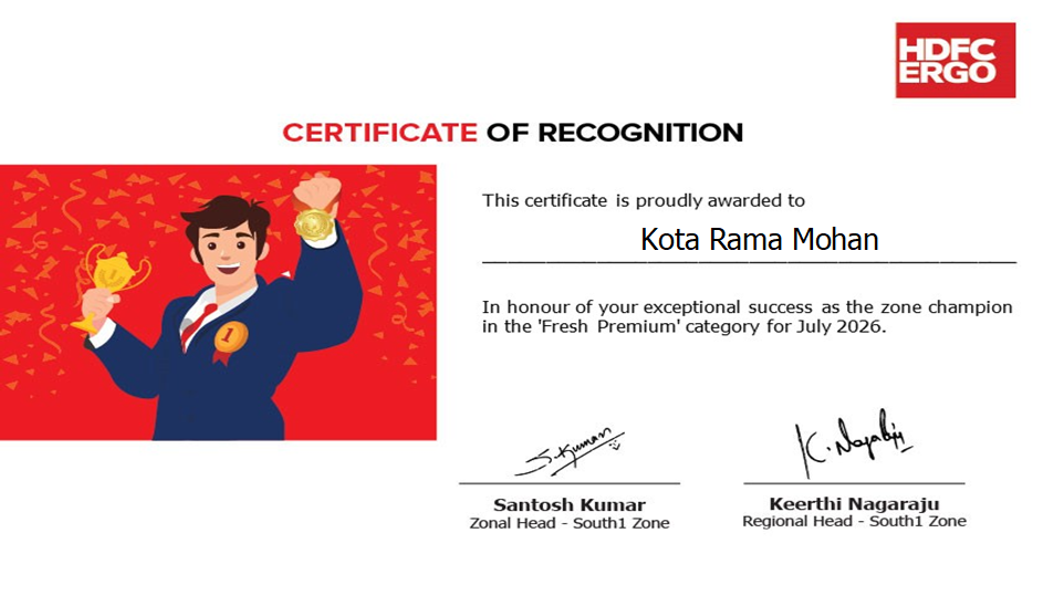 Zone Champion - Certificate of Recognition - Jul 2026