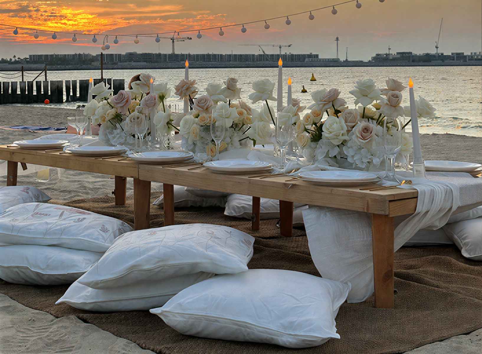 Premium event table setup in Dubai featuring elegant luxury decor by Aura Events
