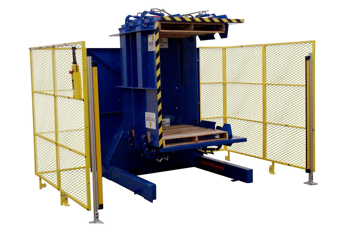 An energy-efficient pallet changing machine operating in a factory setting to reduce costs
