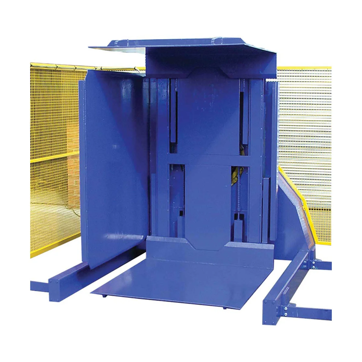 An illustration showing the integration of a pallet inverter into a smart factory with Industry 4.0 connectivity.