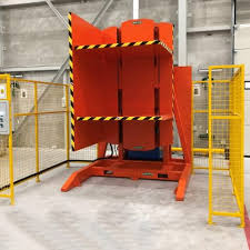 A pallet inverter in an e-commerce fulfillment center, highlighting its role in logistics