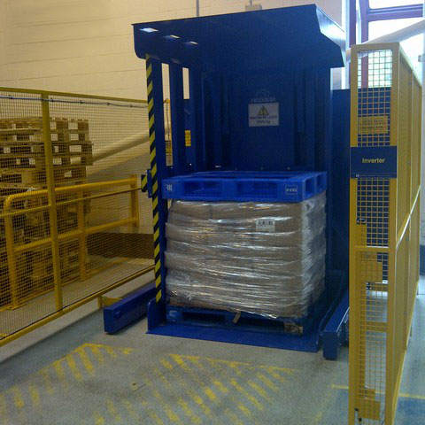 A pallet inverter demonstrating energy efficiency benefits