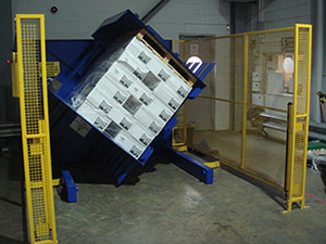 Pallet inverter enhancing environmental sustainability in a boutique plant
