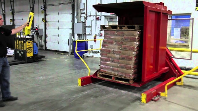 A wide shot of a pallet exchange system integrated into a logistics workflow, showing streamlined logistics