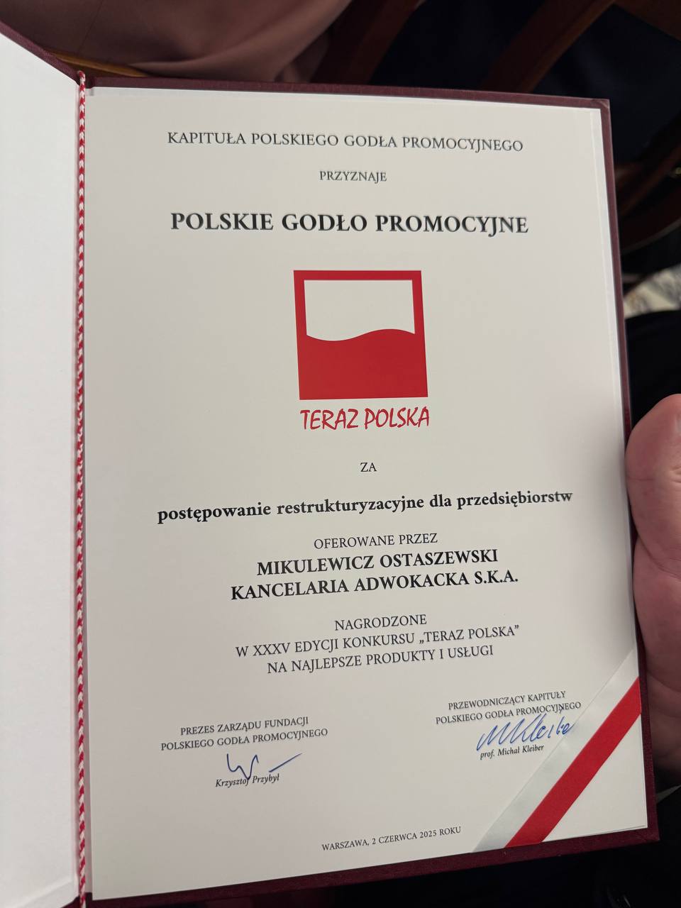 Kancelaria Mikulewicz Ostaszewski z Godłem Teraz Polska!