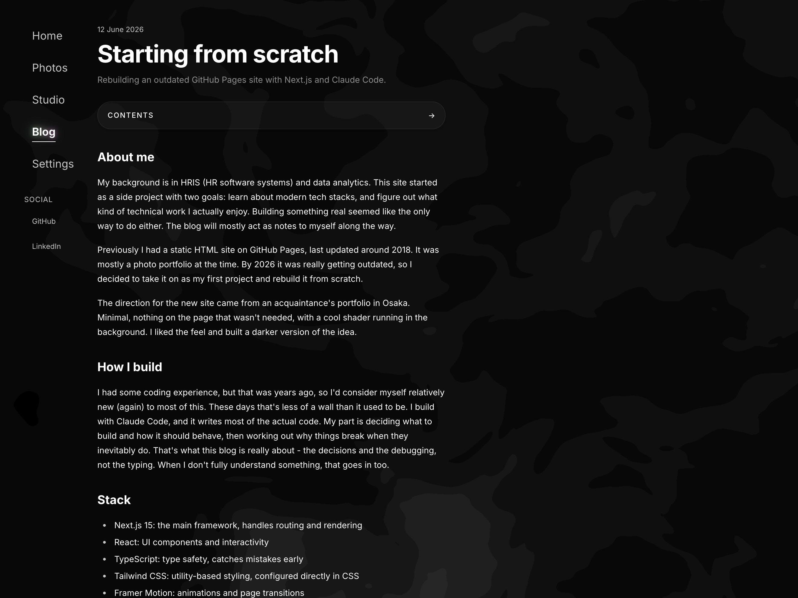 A blog post rendered on the site, with the heading, prose and typography styling.