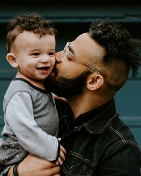 Parent and child smiling