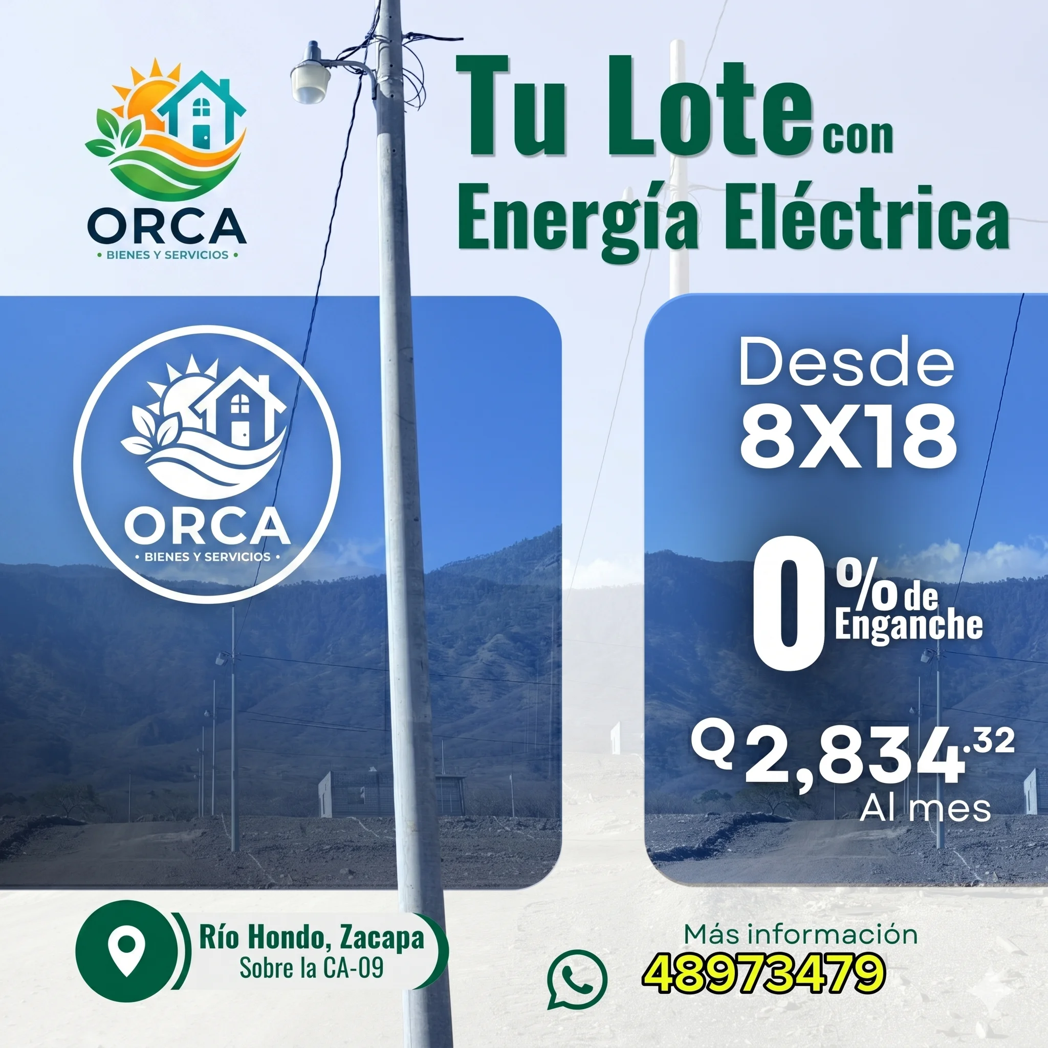 Lotes con energía eléctrica en Río Hondo
